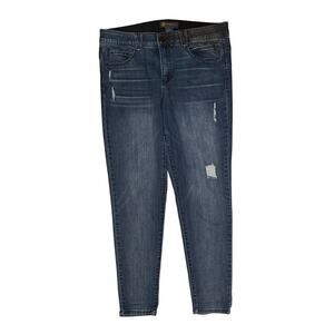 Democracy Absolution Skinny Jeans Womens 14 Distressed Stretch Mid Rise Blue